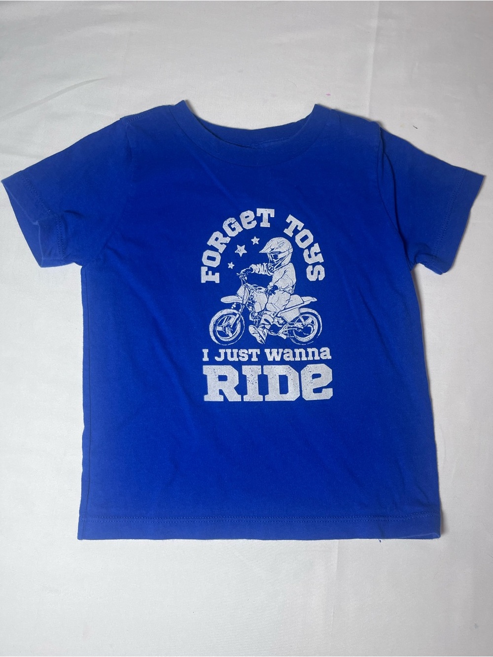 Kids Blue Graphic Tee - "I Just Wanna Ride"